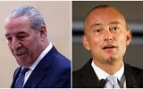 (À droite) Hussein al-Sheikh à Ramallah, le 23 avril 2025 (Zain JAAFAR / AFP) et (à gauche) L'envoyé spécial des Nations unies, Nickolay Mladenov, s'exprime lors d'une conférence de presse à Jérusalem, le 25 juin 2020. (Crédit : Menahem KAHANA / AFP)