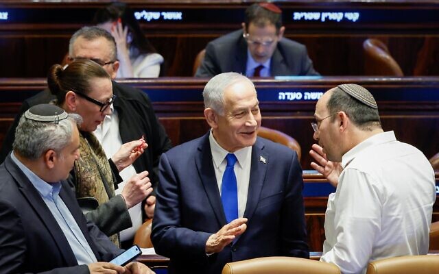 Le Premier ministre Benjamin Netanyahu lors de la séance plénière de la Knesset, le 28 janvier 2026. (Crédit : Noam Moskowitz, Bureau du porte-parole de la Knesset)