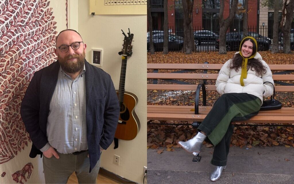 Montage photos (de gauche à droite) : Le rabbin Rafi Ellenson et la rabbin Arielle Stein, créateurs du compte Instagram « Rabbinic Fit Check ». (Crédit : Rafi Ellenson/la JTA)