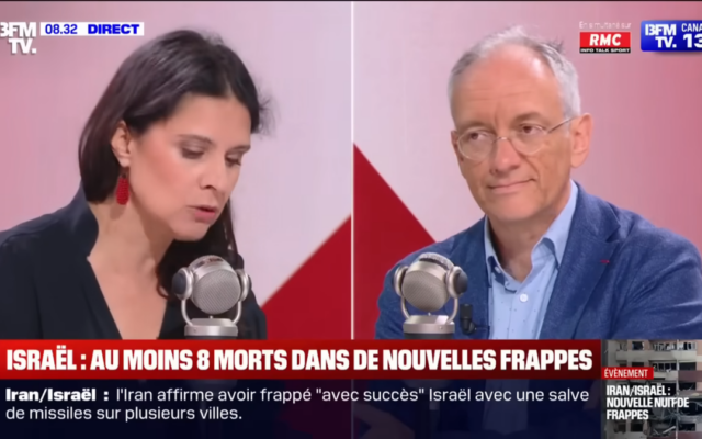 Apolline de Malherbe et Frédéric Encel sur BFMTV, en juin 2025. (Capture d'écran BFMTV)