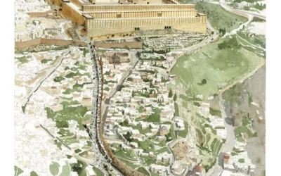 Dessin du « Chemin du pèlerin » pendant la période du Second Temple (586 avant notre ère - 70 de notre ère). (Shalom Kveller, Cité de David)