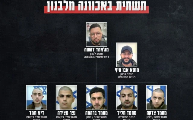 Les membres d'une cellule terroriste de Cisjordanie dirigée depuis le Liban et qui a été démantelée par le Shin Bet, une image publiée par le Shin Bet le 10 février 2026. (Crédit : Shin Bet) Les membres d'une cellule terroriste de Cisjordanie dirigée depuis le Liban et qui a été démantelée par le Shin Bet, une image publiée par le Shin Bet le 10 février 2026. (Crédit : Shin Bet)
