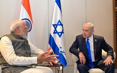 Le Premier ministre Benjamin Netanyahu (à droite) et son homologue indien Narendra Modi, en Israël, le 25 février 2026. (Crédit : Kobi Gideon/Bureau de la presse gouvernementale) Le Premier ministre Benjamin Netanyahu (à droite) et son homologue indien Narendra Modi, en Israël, le 25 février 2026. (Crédit : Kobi Gideon/Bureau de la presse gouvernementale)