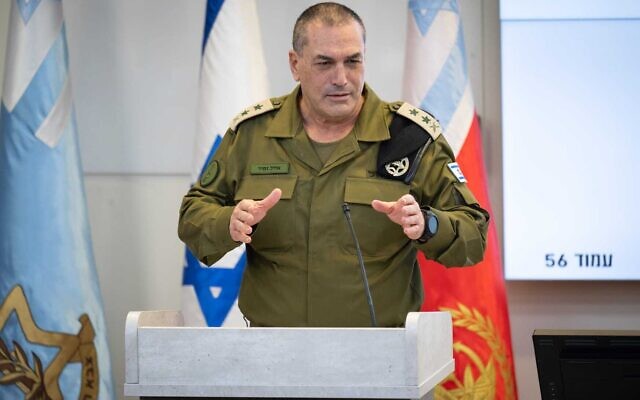 Le chef d'état-major de l'armée israélienne, le lieutenant-général Eyal Zamir, s'exprimant lors d'une conférence militaire dans une base militaire, le 2 février 2026. (Crédit : Armée israélienne) Le chef d'état-major de l'armée israélienne, le lieutenant-général Eyal Zamir, s'exprimant lors d'une conférence militaire dans une base militaire, le 2 février 2026. (Crédit : Armée israélienne)