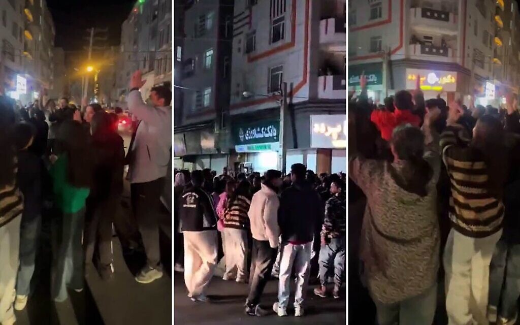 Les Iraniens descendant dans les rues pour célébrer la nouvelle du décès du guide suprême iranien Ali Khamenei à Karaj, le 28 février 2026. (Crédit : Réseaux sociaux ; utilisés conformément à la clause 27a de la loi sur le droit d'auteur)