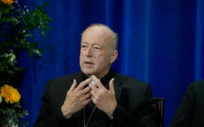 Le cardinal Robert McElroy de Washington assistant à une conférence de presse, au Collège nord-américain de Rome, le 9 mai 2025. (Crédit: Gregorio Borgia/AP) Le cardinal Robert McElroy de Washington assistant à une conférence de presse, au Collège nord-américain de Rome, le 9 mai 2025. (Crédit: Gregorio Borgia/AP)