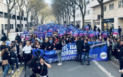 Manifestation du collectif Nous Vivrons à l’occasion de la Journée internationale des droits des femmes, à Paris, le 8 mars 2026. (Crédit : Nous Vivrons)