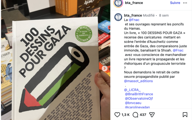 Le message du collectif « Balance ton antisémite » au sujet du livre « 100 dessins pour Gaza ».