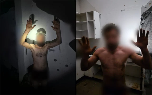 Des membres de la Force Radwan, unité d'élite du Hezbollah, capturés par l'armée dans le sud du Liban, sur une photo diffusée le 23 mars 2026. (Crédit : armée israélienne)