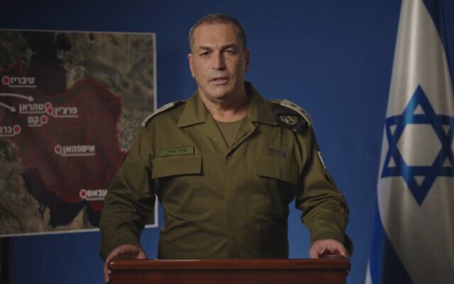 Le chef d'état-major de l'armée israélienne, le lieutenant-général Eyal Zamir, s'exprime dans une déclaration vidéo, le 5 mars 2026. (Crédit : Armée israélienne)