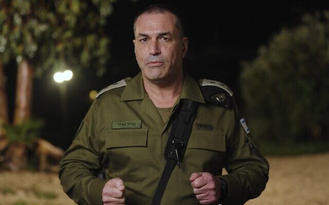 Le chef d'état-major de l'armée israélienne, le lieutenant-général Eyal Zamir, s'exprimant dans une allocution vidéo le 21 mars 2026. (Crédit : Armée israélienne) Le chef d'état-major de l'armée israélienne, le lieutenant-général Eyal Zamir, s'exprimant dans une allocution vidéo le 21 mars 2026. (Crédit : Armée israélienne)