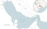 Carte du golfe Persique, du détroit d'Ormuz et des pays environnants. (Crédit : AP Photo)