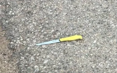 Un couteau brandi par un suspect palestinien lors d’une tentative d’attaque dans l'implantation e de Negohot, en Cisjordanie, le 18 avril 2026. (Autorisation)