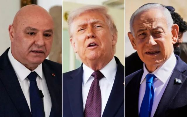 Le président libanais Joseph Aoun, le président américain Donald Trump et le Premier ministre Benjamin Netanyahu. (Crédit : Collage/AP)