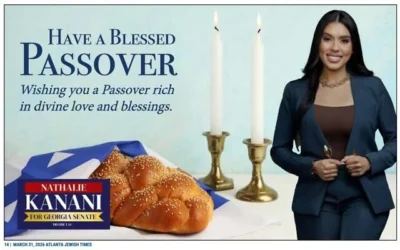 Une annonce pour Pessah diffusée par l'équipe de campagne de Nathalie Kanani pour le Sénat de l'État de Géorgie, dans l'Atlanta Jewish Times, a été critiquée pour avoir montré une hallah. (Capture d'écran via la JTA)