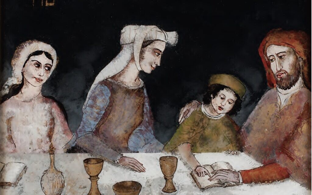 Le tableau de 1984 de Leticia Arbeteta Mira "Séder medieval de Pesah", conservé au Museo Sefardí. (Rebeca García Merino).