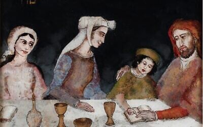 Le tableau de 1984 de Leticia Arbeteta Mira "Séder medieval de Pesah", conservé au Museo Sefardí. (Rebeca García Merino).