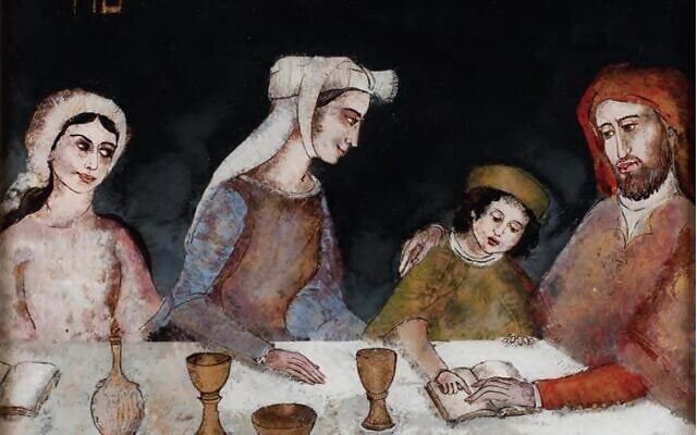 Le tableau de 1984 de Leticia Arbeteta Mira "Séder medieval de Pesah", conservé au Museo Sefardí. (Rebeca García Merino).