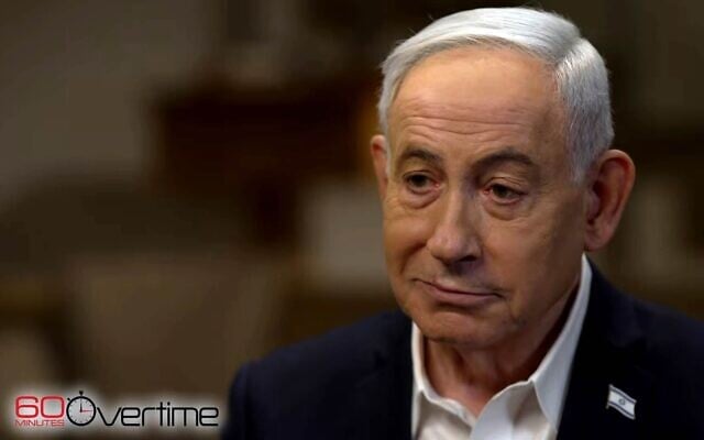 Le Premier ministre Benjamin Netanyahu s'exprimant dans l'émission « 60 Minutes » de CBS News, lors d'une interview diffusée le 10 mai 2026. (Crédit : Capture d'écran/60 Minutes) Le Premier ministre Benjamin Netanyahu s'exprimant dans l'émission « 60 Minutes » de CBS News, lors d'une interview diffusée le 10 mai 2026. (Crédit : Capture d'écran/60 Minutes)