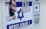 Affiche anti-Israël et antisémite collée à une station-essence de Besançon. (Crédit : Combat antisemtism)