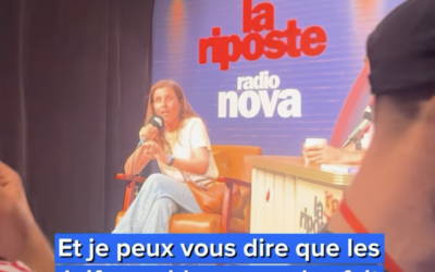 La Secrétaire Générale Caroline Maury du collectif "Nous Vivrons" s'exprime sur le plateau de l'émission "La Riposte" diffusée sur Radio Nova, le lundi 25 mai 2026. (Crédit : capture d'écran Instagram Nous Vivrons)