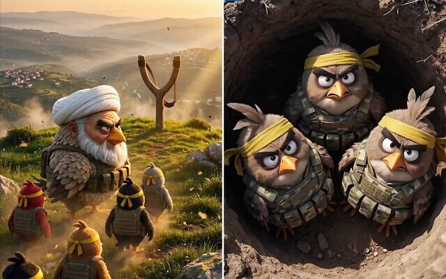 Un dessin animé diffusé à la télévision libanaise représentant le Hezbollah et son chef Naim Qassem (à gauche) sous les traits de personnages d'Angry Birds, dans un extrait diffusé le 1er mai 2026. (Capture d'écran de LBCI) Un dessin animé diffusé à la télévision libanaise représentant le Hezbollah et son chef Naim Qassem (à gauche) sous les traits de personnages d'Angry Birds, dans un extrait diffusé le 1er mai 2026. (Capture d'écran de LBCI)