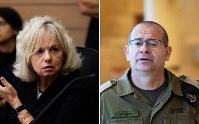 Montage photos (de gauche à droite) : La procureure générale, Gali Baharav-Miara, à la Knesset, à Jérusalem, le 30 septembre 2025 ; le futur chef de l'agence de renseignement du Mossad, le général de division Roman Gofman, arrivant à la Knesset, à Jérusalem, le 5 février 2026. (Crédits : Oren Ben Hakoon/Flash90 ; Yonatan Sindel/Flash90) Montage photos (de gauche à droite) : La procureure générale, Gali Baharav-Miara, à la Knesset, à Jérusalem, le 30 septembre 2025 ; le futur chef de l'agence de renseignement du Mossad, le général de division Roman Gofman, arrivant à la Knesset, à Jérusalem, le 5 février 2026. (Crédits : Oren Ben Hakoon/Flash90 ; Yonatan Sindel/Flash90)