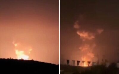 Une violente explosion, à proximité de Beit Shemesh, le 17 mai 2026. (Crédit : Capture d'écran/X ; utilisée conformément à l'article 27a de la loi sur le droit d'auteur) Une violente explosion, à proximité de Beit Shemesh, le 17 mai 2026. (Crédit : Capture d'écran/X ; utilisée conformément à l'article 27a de la loi sur le droit d'auteur)