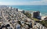 Vue aérienne de Tel Aviv, le 4 janvier 2026. (Crédit : Danny Maron/Flash90)