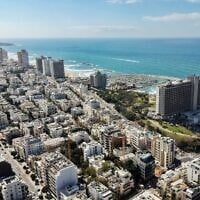 Vue aérienne de Tel Aviv, le 4 janvier 2026. (Crédit : Danny Maron/Flash90)