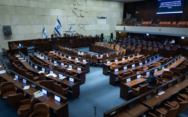 La séance plénière à la Knesset à Jérusalem, le 11 mai 2026. (Crédit: Yonatan Sindel/Flash90)
