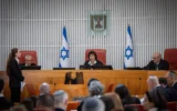 La Haute Cour de justice examinant les recours contre la nomination du général de division Roman Gofman au poste de prochain chef de l’agence de renseignement du Mossad, le 12 mai 2026. (Crédit : Yonatan Sindel/Flash90)