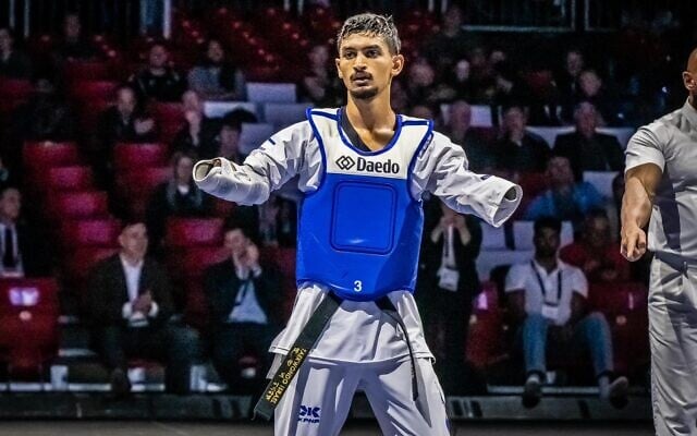 Le para-athlète israélien Asaf Yasur lors des Championnats d'Europe de taekwondo à Munich, en Allemagne, le 11 mai 2026. (Crédit : Association israélienne de taekwondo)