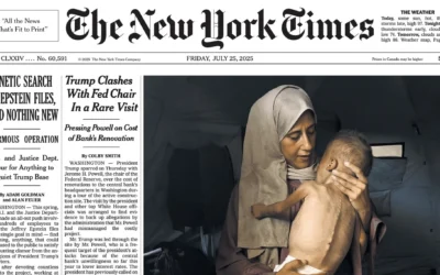 La une du New York Times du 25 juillet 2025 présentait une photo accompagnée de la légende suivante : « Mohammed Zakaria al-Mutawaq, âgé d’environ 18 mois, avec sa mère, Hedaya al-Mutawaq, qui a déclaré qu’il était né en bonne santé, mais qu’on lui avait récemment diagnostiqué une malnutrition sévère. » Le 30 juillet, le journal a reconnu qu’il « souffrait de problèmes de santé préexistants affectant son cerveau et son développement musculaire ».