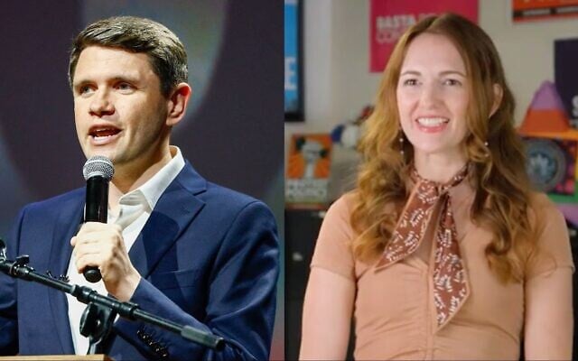 Montage photos (de gauche à droite) : James Talarico, candidat démocrate au Sénat pour le Texas ; Maureen Galindo, candidate démocrate à la Chambre des représentants pour le Texas. (Crédits : Elías Valverde II/The Dallas Morning News via Getty Images ; Capture d'écran/JTA)