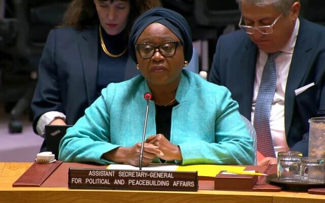Martha Pobee, sous-secrétaire générale des Nations unies, en 2025. (Crédit : Capture d’écran/Nations unies) Martha Pobee, sous-secrétaire générale des Nations unies, en 2025. (Crédit : Capture d’écran/Nations unies)
