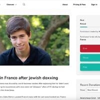 Une collecte de fonds organisée en faveur d'Austin Franco, étudiant à Cornell, qui a déclaré ne « pas vouloir travailler pour un Juif », a permis de récolter près de 20 000 dollars. (Crédit : Capture d'écran via la JTA)