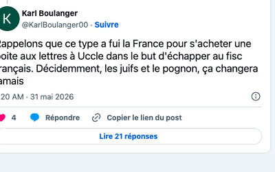 Le message de Karl Boulanger, qui a conduit à son exclusion du Parti socialiste de Belgique. (Crédit : X.com)