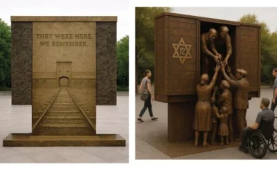 Un dessin du mémorial de la Shoah prévu à Charlotte, en Caroline du Nord, évoque les trains de la mort nazis et l'entrée d'Auschwitz. (Avec l'autorisation du Circle of Humanity via la JTA) Un dessin du mémorial de la Shoah prévu à Charlotte, en Caroline du Nord, évoque les trains de la mort nazis et l'entrée d'Auschwitz. (Avec l'autorisation du Circle of Humanity via la JTA)