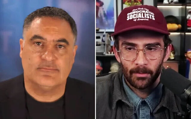 Les commentateurs d'extrême gauche Cenk Uygur (à gauche) et Hasan Piker discutent du fait d'avoir été interdits de séjour en Grande-Bretagne pour y prendre la parole lors de divers événements, le 1er juin 2026. (Captures d'écran/YouTube) Les commentateurs d'extrême gauche Cenk Uygur (à gauche) et Hasan Piker discutent du fait d'avoir été interdits de séjour en Grande-Bretagne pour y prendre la parole lors de divers événements, le 1er juin 2026. (Captures d'écran/YouTube)
