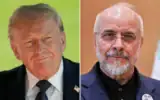 Le président américain Donald Trump arrive au sommet du G7 à Évian-les-Bains, en France, le 15 juin 2026. (Crédit : AP) ; le président du Parlement iranien, Mohammad Bagher Ghalibaf, à Islamabad, au Pakistan, le 11 avril 2026. (Crédit : Bureau du Premier ministre pakistanais/AP)