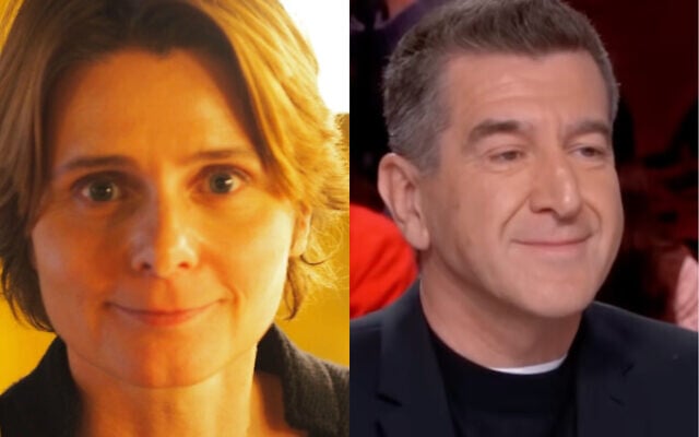 Montage photos (de gauche à droite) : Caroline Fourest, journaliste ; Matthieu Pigasse, propriétaire de plusieurs médias d’extrême-gauche, sur une photo non datée. (Crédits : Nadine Le Lirzin/CC BY-SA 4.0 ; Capture d'écran/YouTube)