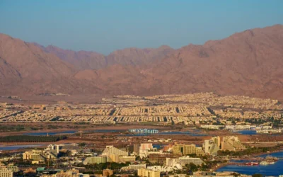 Vue de la ville méridionale d'Eilat, le 9 septembre 2025. (Yaniv Nadav/FLASH90)
