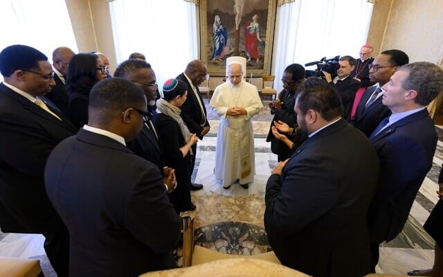 Une délégation de responsables religieux de Chicago a rencontré le pape Léon XIV le 28 mai 2026. (Autorisation : Simone Risoluti/Vatican Media)