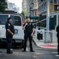 Les lieux d’une agression au tournevis dans l’Upper West Side de Manhattan, à New York, le 23 juillet 2026. (Crédit : Luke Tress/Times of Israel)