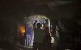 Un restaurant aurait été cambriolé puis incendié par des résidents d'implantations près de Naplouse, en Cisjordanie, le 5 juillet 2026. (Crédit : Centre de communication de l'Autorité palestinienne/Capture d'écran/X)