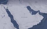 Une carte de la péninsule arabique montrant le détroit de Bab el-Mandeb, un goulet d’étranglement clé pour le trafic maritime mondial. (Crédit : Sabrina Blanchard/AFP)