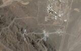 Le site d’enrichissement nucléaire iranien de Natanz, en haut à droite, et le chantier du mont Kolang situé directement au sud de celui-ci, le 15 juin 2026. (Crédit : Planet Labs PBC via AP)