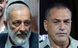Le président du Shas, Aryeh Deri (à gauche), assiste à une séance plénière de la Knesset et au vote d'un projet de loi visant à séparer les fonctions et les pouvoirs du procureur général, le 15 juillet 2026 (Crédit: Yonatan Sindel/Flash90) ; Le chef d'état-major de TsahaI, Eyal Zamir, assiste à une cérémonie marquant le 50e anniversaire de l'opération d'Entebbe à la résidence présidentielle de Jérusalem, le 12 juillet 2026 (Crédit : Chaim Goldberg/Flash90)