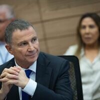 Le député Yuli Edelstein assistant à une réunion d'une commission de la Chambre de la Knesset, à Jérusalem, le 4 août 2025. (Crédit : Yonatan Sindel/Flash90)